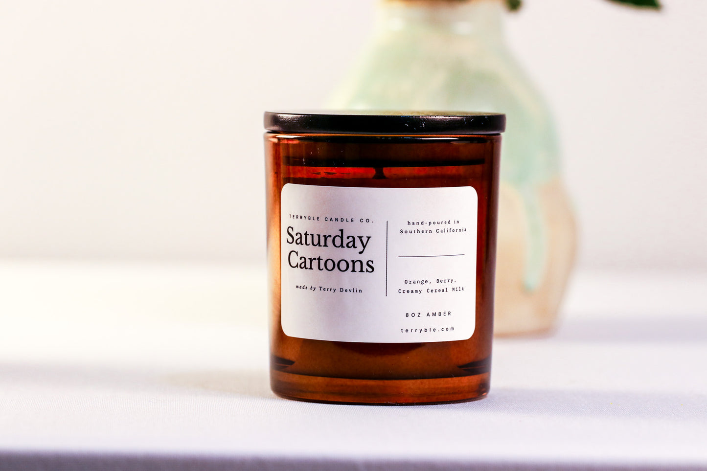 Saturday Cartoons Soy Candle – Citrus Cereal & Vanilla Milk – 8 oz Amber Jar