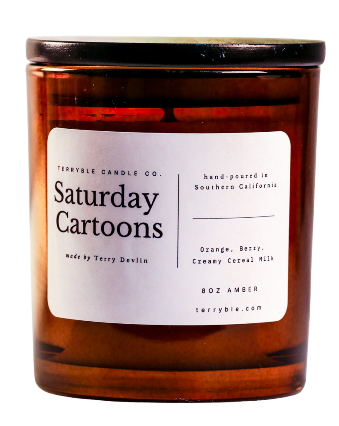 Saturday Cartoons Soy Candle – Citrus Cereal & Vanilla Milk – 8 oz Amber Jar
